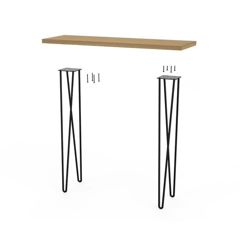 Console avec pied épingle et plateau en bois | La Fabrique des Pieds