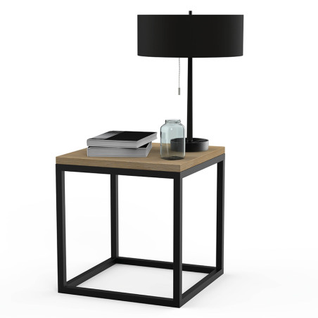 Table de chevet cubique avec un plateau bois | La Fabrique des Pieds