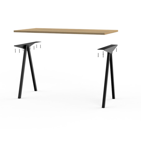 Bureau avec pied tréteau et plateau en bois | La Fabrique des Pieds
