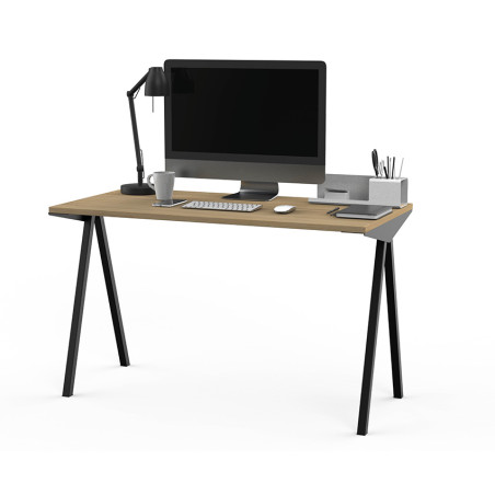 Bureau avec pied tréteau et plateau en bois | La Fabrique des Pieds