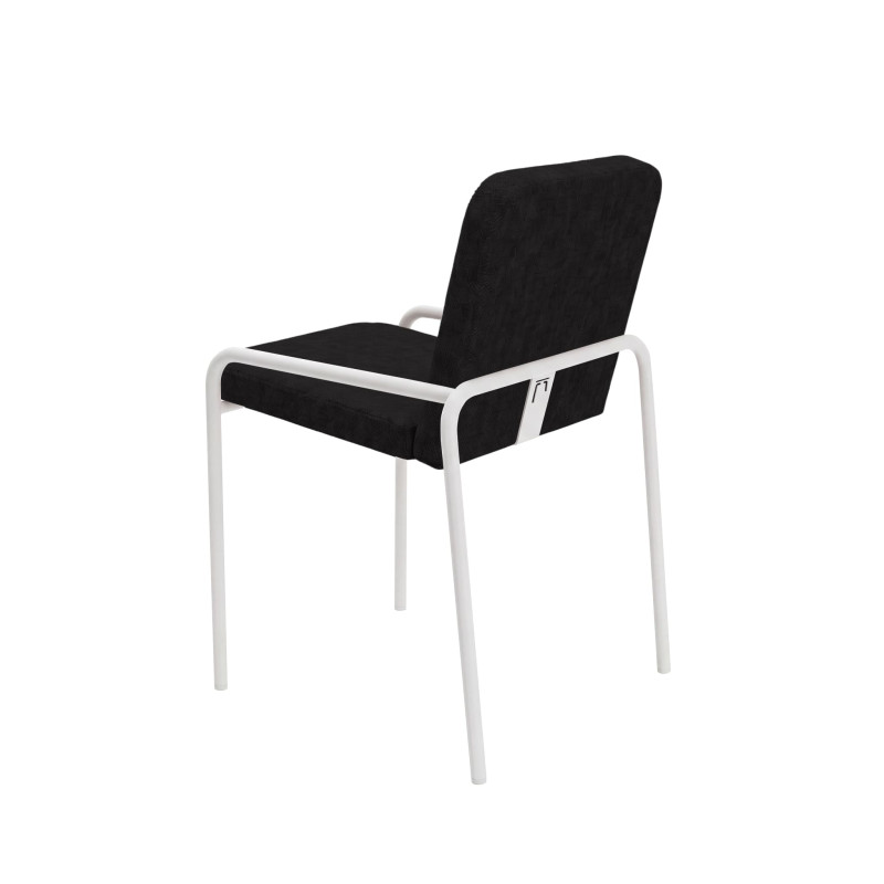 tissu noir - pied blanc