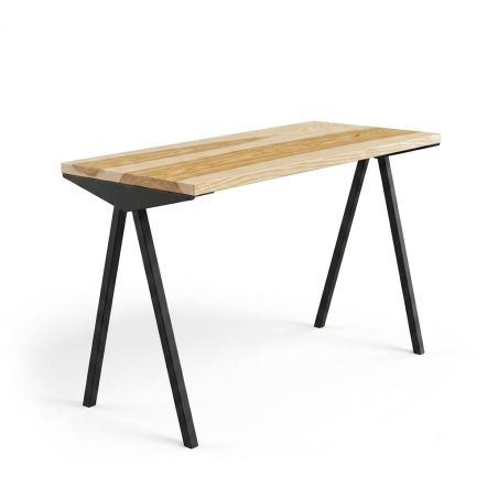 Bureau 60x120 cm en frêne avec pied métal noir 