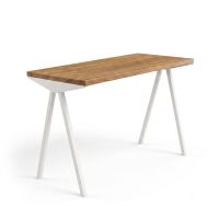 Bureau 60x120 cm en chêne avec pied métal blanc