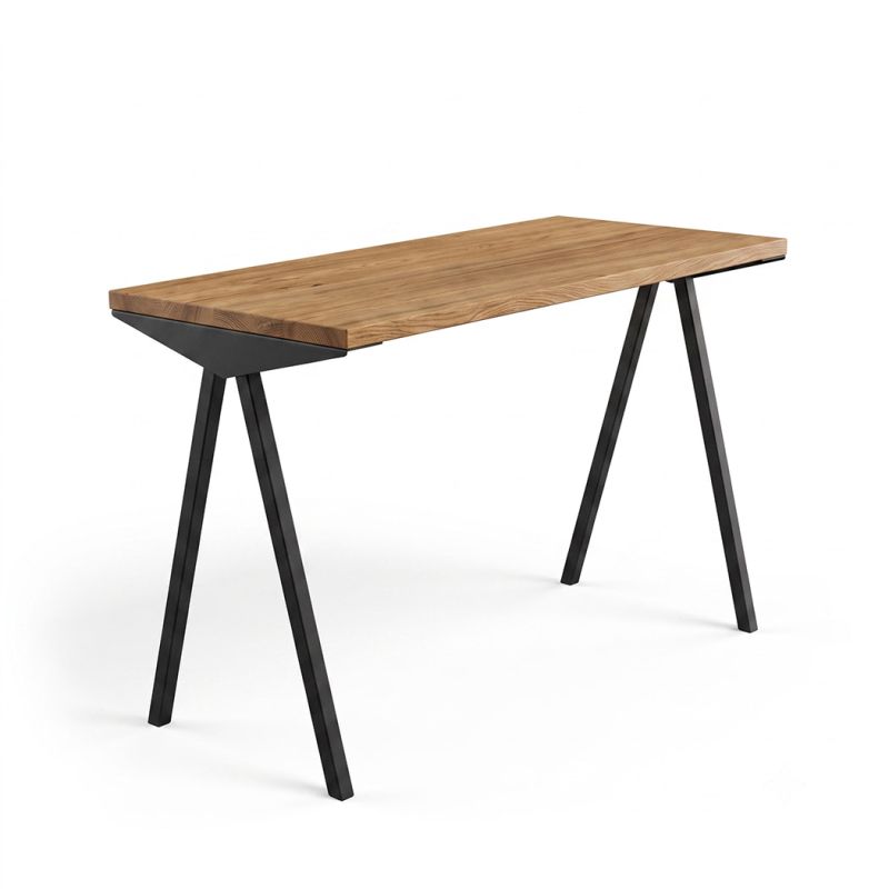 Bureau 60x120 cm en chêne avec pied métal noir 