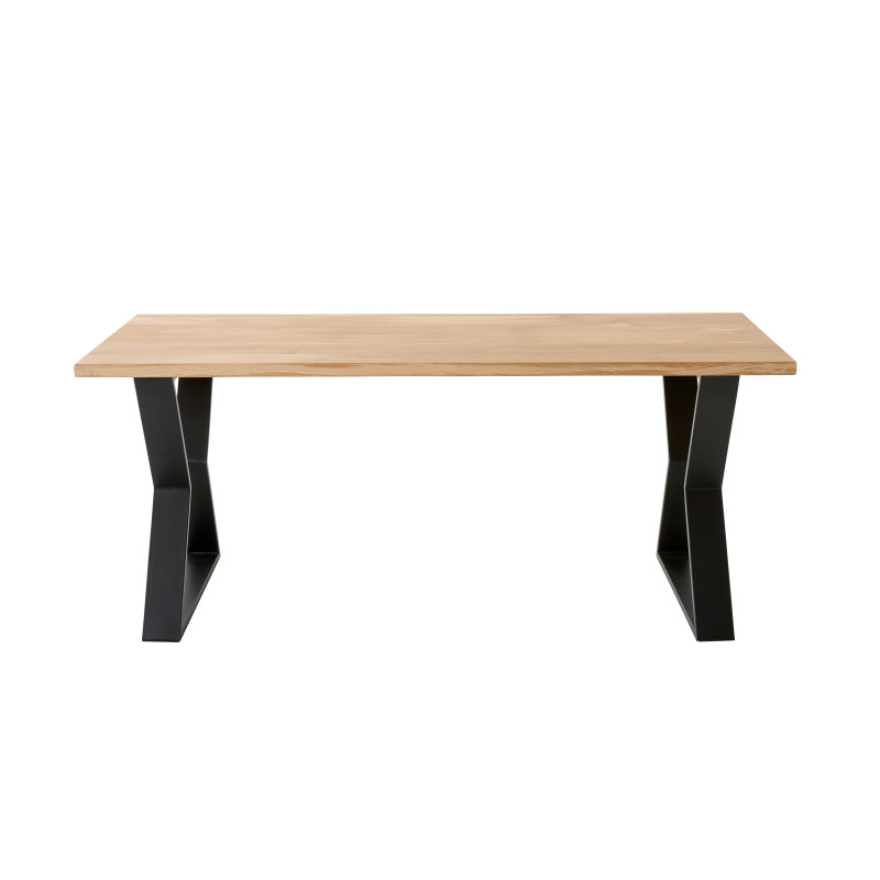 Bureau individuel en chêne massif 180x80 cm - pied sablier noir