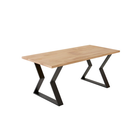 Bureau individuel en chêne massif 180x80 cm - pied sablier noir