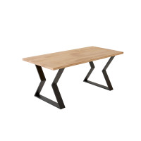 Bureau individuel en chêne massif 180x80 cm - pied sablier noir