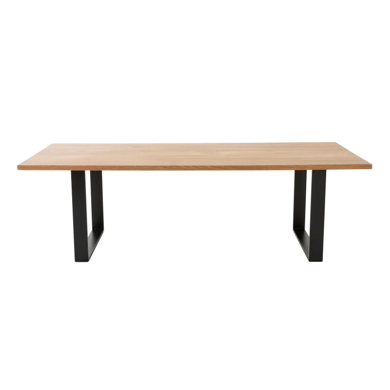 Table de réunion chêne massif 240x100 cm - pied rectangle épais