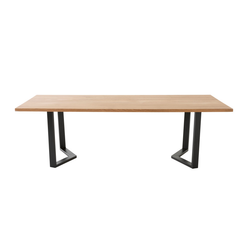 Table de réunion en chêne massif 240x100 cm - design pied en M