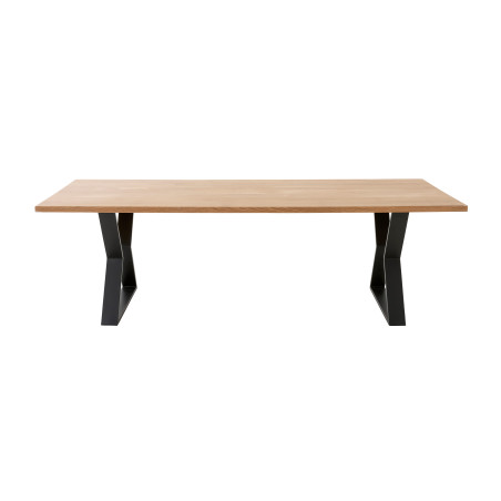 Table de réunion en chêne massif 240x100 cm - pied sablier noir