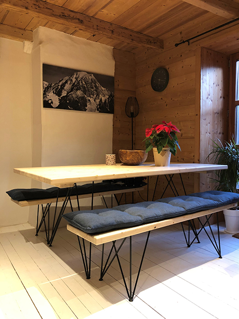 banc avec pied double
