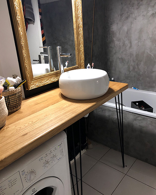 Meuble de salle de bain avec lave linge intégré sous plan