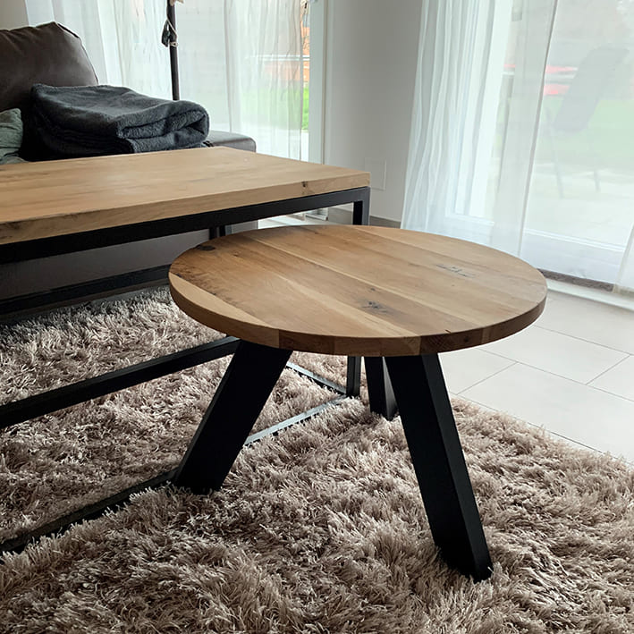 Petite table basse ronde avec pied incliné 40 cm