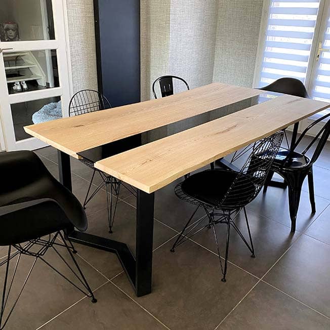 Table à manger résine d'époxy en bois fabrication 100% française