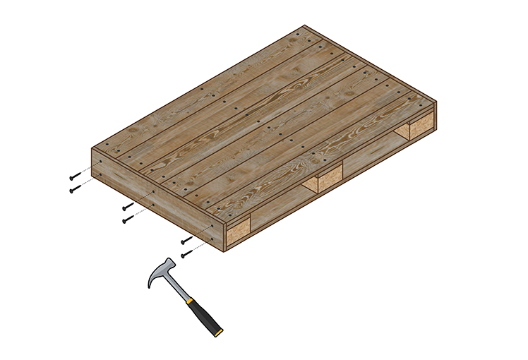 Table basse en palette avec pieds métalliques noirs – DIY