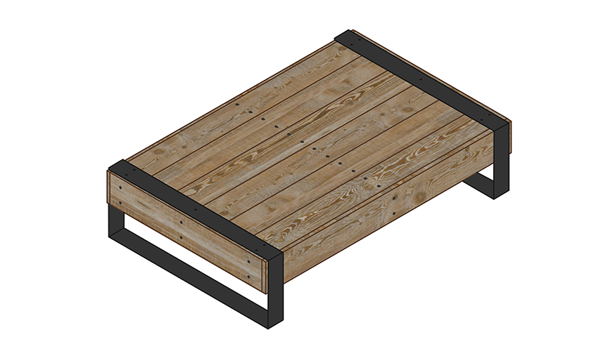 Table basse en palette avec pieds métalliques noirs – DIY