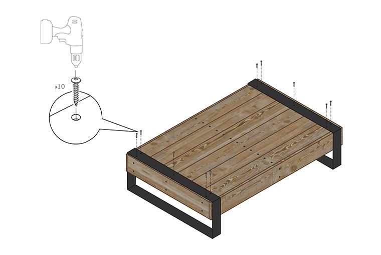 Table basse en palette avec pieds métalliques noirs – DIY