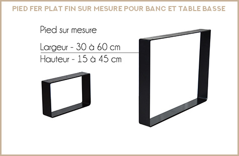 Produit fer plat sur mesure fin pour banc et table basse