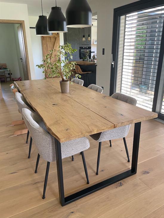 Table à manger industrielle bois et acier