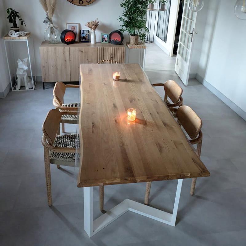 Table à manger bois et blanc Table à manger bois et blanc