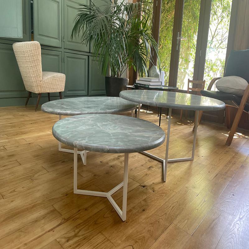 Table basse gigogne marbre et blanc Table basse gigogne marbre et blanc