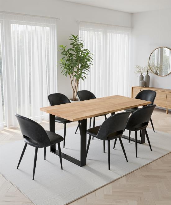 Table à manger 6 personnes avec pieds rectangle épais