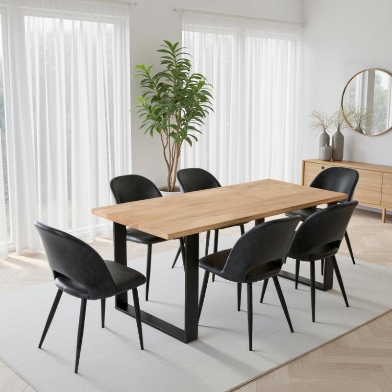 Table à manger 6 personnes avec pieds rectangle épais