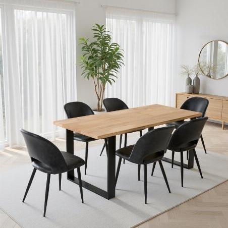 Table à manger 6 personnes avec pieds rectangle épais
