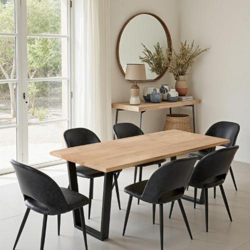 Table à manger en chêne 180x80 cm et pied en acier | La Fabrique des Pieds