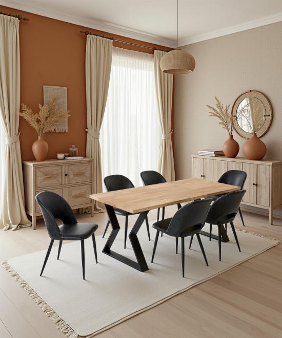 Table à manger 6 personnes avec pieds sablier