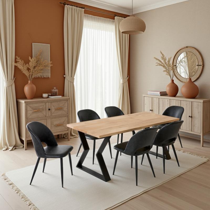 Table à manger 6 personnes avec pieds sablier
