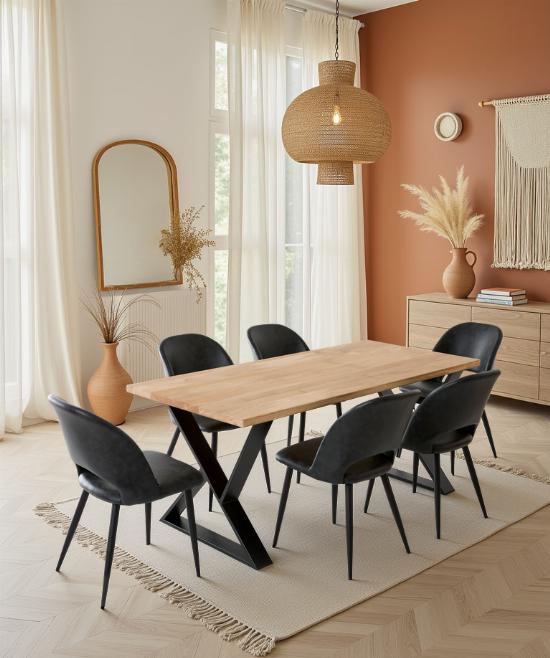 Table à manger 6 personnes avec sablier destructuré