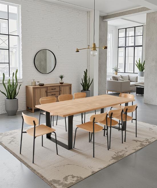 table à manger 8 personnes avec pieds rectangle  épais