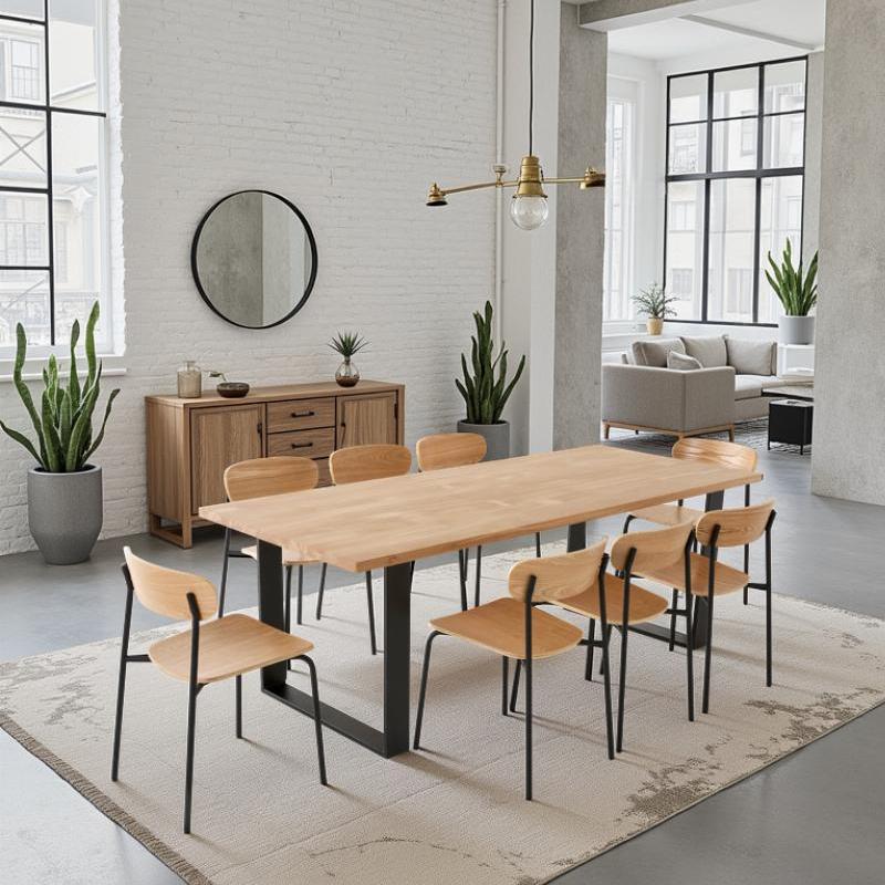 table à manger 8 personnes avec pieds rectangle  épais