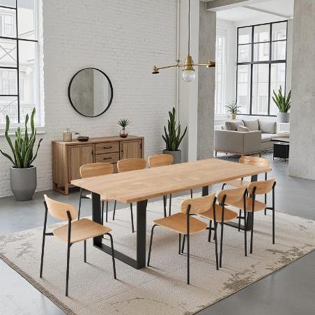 table à manger 8 personnes avec pieds rectangle  épais