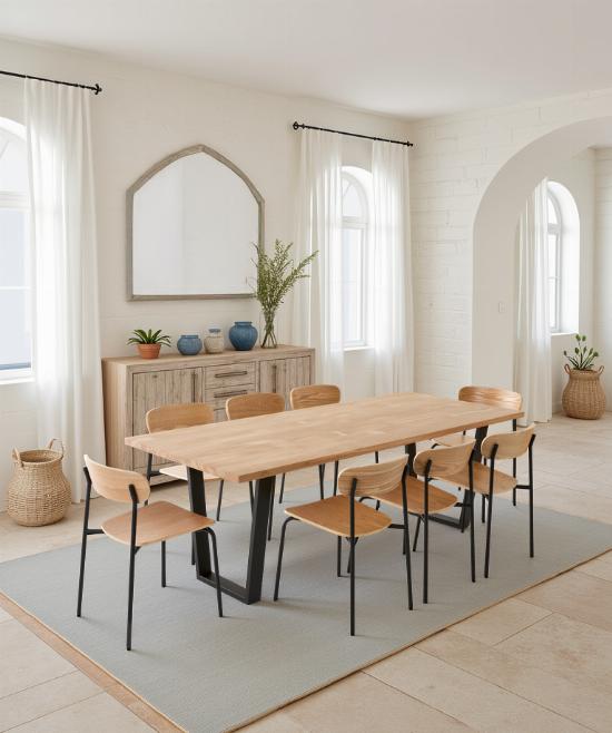 table à manger 8 personnes avec pieds trapèze épais