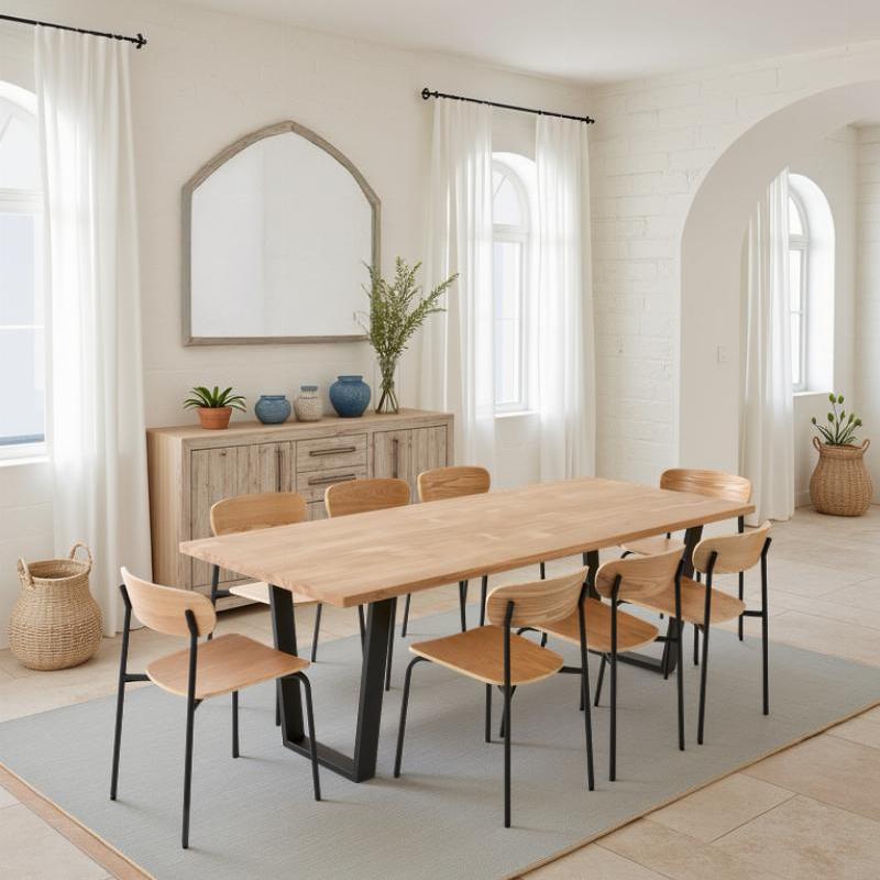 table à manger 8 personnes avec pieds trapèze épais