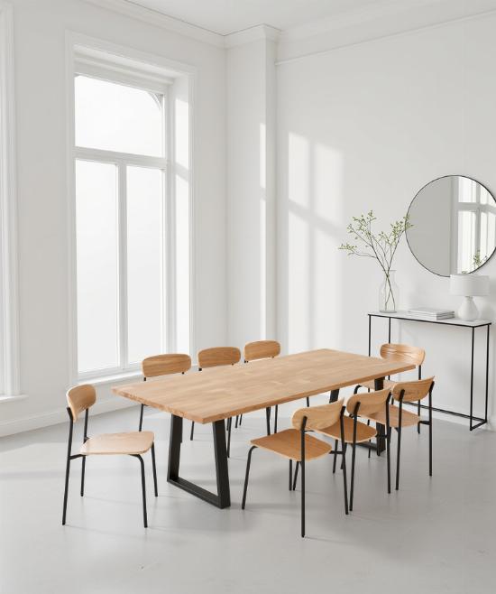 table à manger 8 personnes avec pieds trapèze épais inversé