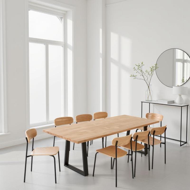table à manger 8 personnes avec pieds trapèze épais inversé