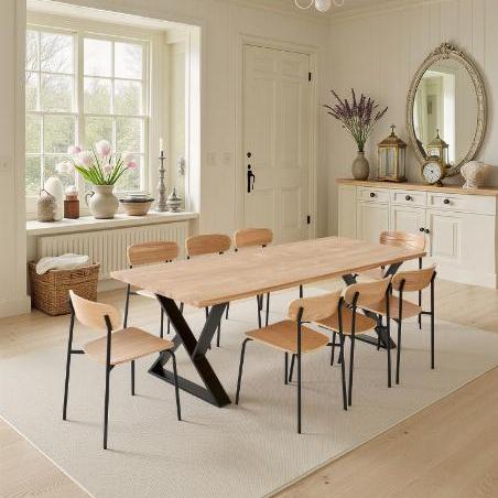 table à manger 8 personnes avec pieds sablier destructure