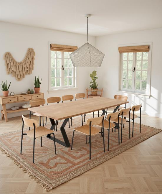 table à manger 10 personnes avec pieds sablier
