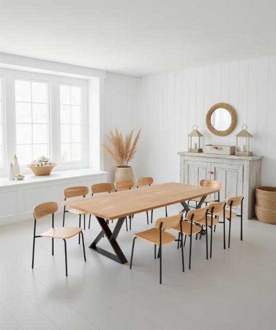 table à manger 10 personnes avec pieds sablier destructure