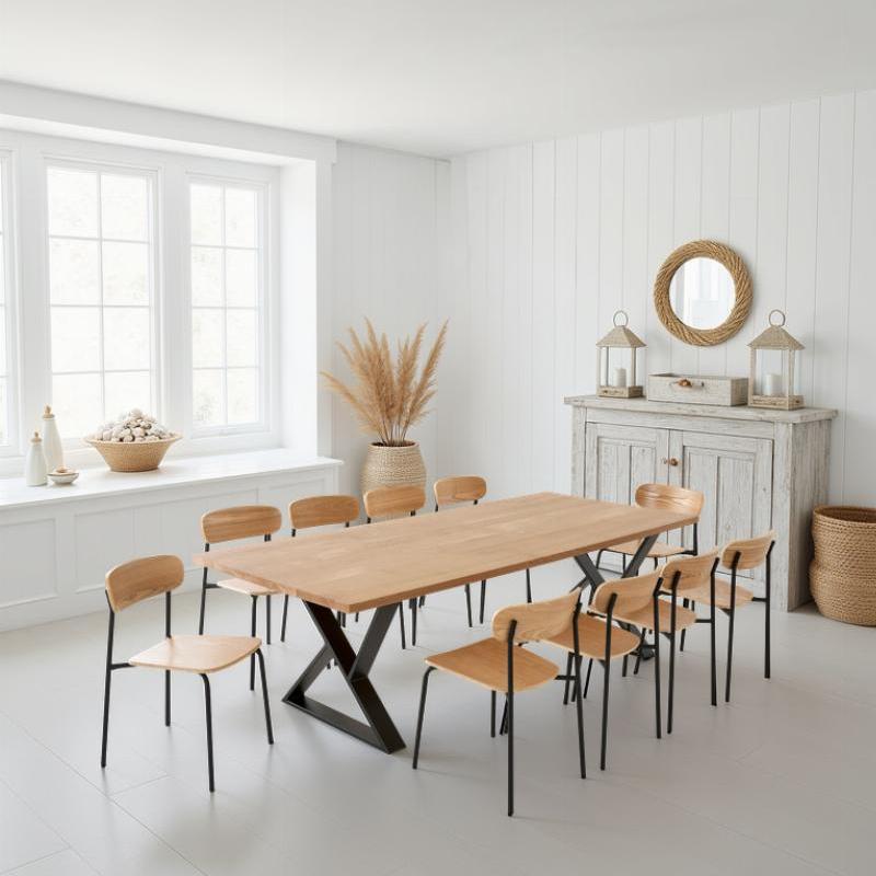 table à manger 10 personnes avec pieds sablier destructure
