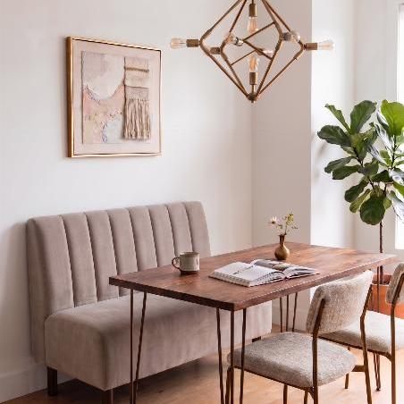 Banquette en velours dossier sur piqure droite