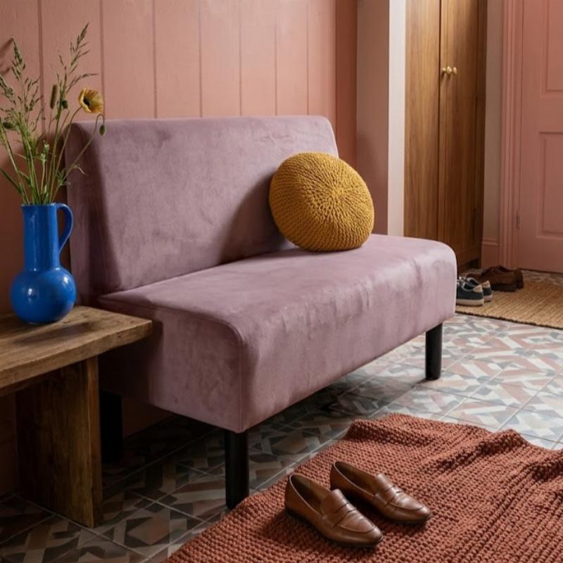 Banquette en velours dossier sans sur piqure
