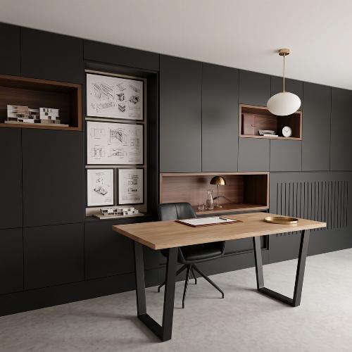 Bureau individuel chêne massif 180x80 cm - pied trapèze épais