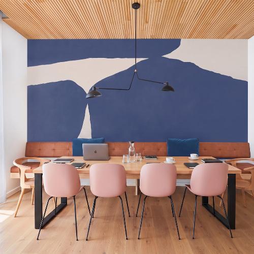Table de réunion chêne massif 240x100 cm - pied rectangle épais