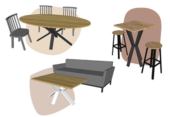 ONE CENTRAL FOOT FOR ALL TABLE CONFIGURATIONS